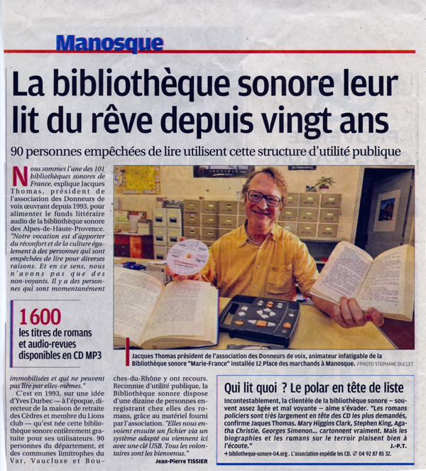 Article La Provence d'octobre 2013, page intrieure