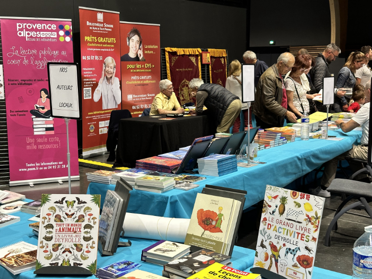 Le stand de le Bibliothèque Sonore 04 au Salon du livre de Digne-les-Bains